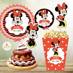 Kit Imprimible Minnie Mouse Roja Candybar