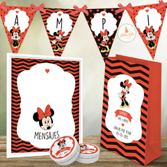 Kit Imprimible Minnie Mouse Roja + Banner Circular Fondo Mesa Dulce Candybar - comprar online
