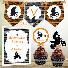 Kit Imprimible Motocross decoracion cumpleaños candybar