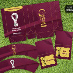 Kit Imprimible Mundial Qatar 2022 para cumpleaños