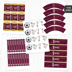 Kit Imprimible Mundial Qatar 2022 para cumpleaños