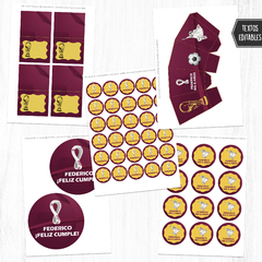 Kit Imprimible Mundial Qatar 2022 para cumpleaños