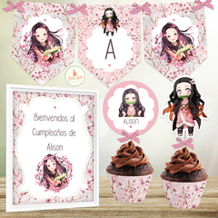 Kit Imprimible Nezuko decoración cumpleaños