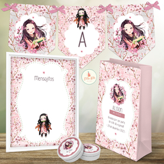 Kit Imprimible Nezuko decoración souvenirs bolsita golosinas