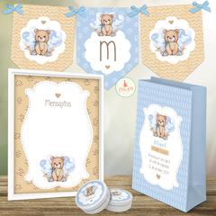 Kit Imprimible Oso Osito Teddy Bear baby shower varon souvenirs