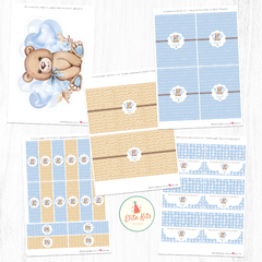 Kit imprimible Osito Teddy Bear decoración baby shower varón