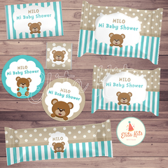 Kit Imprimible Osito Corazón decoración golosinas candybar