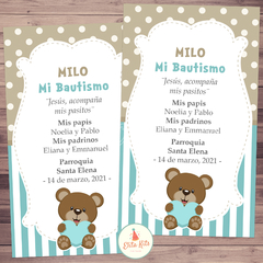 Kit imprimible osito corazón baby shower nene varón