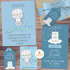 Kit imprimible Osito Nórdico Baby Shower Escandinavo, decoración primer añito 1 año bautismo baby shower nene varón