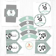 Kit Imprimible Osito Panda decoracion cumpleaños