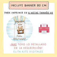 Kit imprimible Osito Viajero en Globo + Banner Circular - comprar online