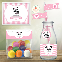 Kit imprimible Panda Nena Rosa + Banner Circular - tienda online