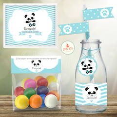 Kit imprimible Panda Nene Celeste