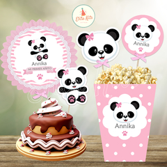 Kit imprimible Panda Nena Rosa