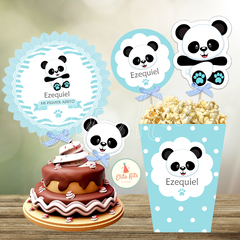 Kit imprimible Panda Nene Celeste