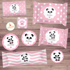 Imagen de Kit imprimible Panda Nena Rosa + Banner Circular