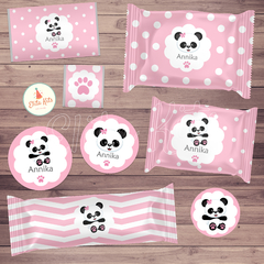 Kit imprimible Panda Nena Rosa