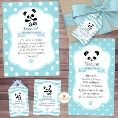 Kit imprimible Panda Nene Celeste + Banner Circular en internet