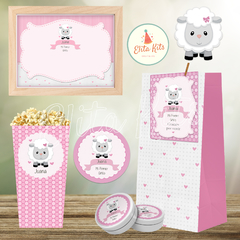 kit imprimible ovejita nena baby shower