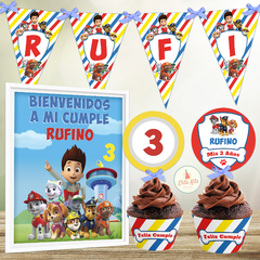 Kit imprimible Patrulla Canina Paw Patrol nene varón cumpleaños