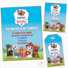 Kit imprimible Patrulla Canina Paw Patrol nene varón cumpleaños