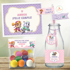 Kit imprimible Patrulla Canina Skye y Everest + Banner Circular Fondo Mesa Dulce Candybar - Kits Imprimibles - Elita Kits Digitales