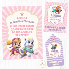 Kit imprimible Patrulla Canina Nena + Banner Circular Fondo Mesa Dulce Candybar