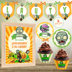 Kit Imprimible Plants vs Zombies decoración candybar