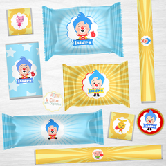 Kit imprimible Plim Plim Nene + Banner Circular Fondo Mesa Dulce Candybar