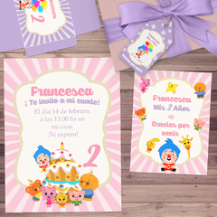 Kit imprimible Plim Plim Nena + Banner Circular Fondo Mesa Dulce Candybar