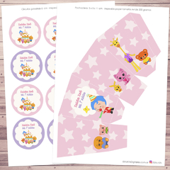 Kit imprimible Plim Plim Nena + Banner Circular Fondo Mesa Dulce Candybar - Kits Imprimibles - Elita Kits Digitales