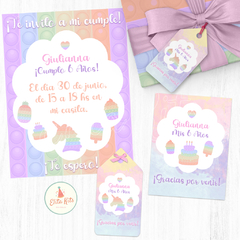 Kit imprimible Pop It Pastel + Banner Circular Fondo Mesa Dulce Candybar