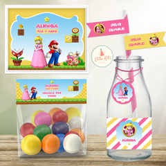 Kit Imprimible Princesa Peach Super Mario Bros para nenas decoracion mesa dulce