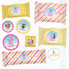 Kit Imprimible Princesa Peach Super Mario Bros para nenas decoración golosinas candybar