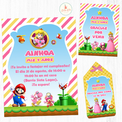 Kit Imprimible Princesa Peach + Banner Circular Fondo Mesa Dulce