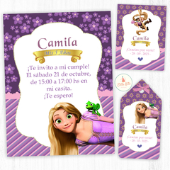Kit Imprimible Rapunzel invitacion digital para whatsapp