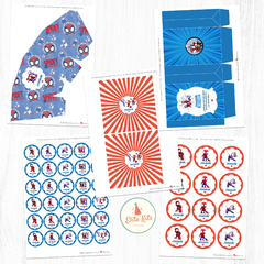 Kit imprimible Spidey + Banner Circular Fondo Mesa dulce - Kits Imprimibles - Elita Kits Digitales