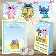 Kit Imprimible Stitch y Angel decoracion cumpleaños souvenris