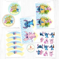 Kit Imprimible Stitch y Angel decoracion cumpleaños