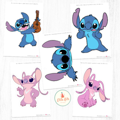 Kit Imprimible Stitch y Angel decoracion cumpleaños