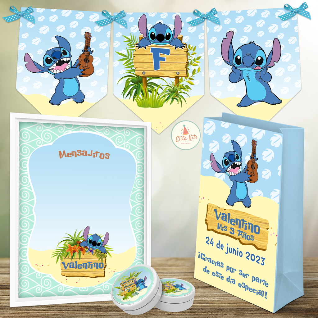  Stitch - Cartel de decoración de primer cumpleaños