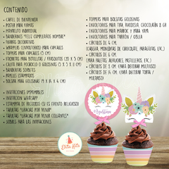 Kit Imprimible Unicornio + Banner Circular Fondo Mesa Dulce - tienda online