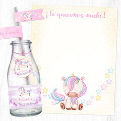 Kit Imprimible Unicornio Mágico + Banner Circular Fondo Mesa Dulce Candybar - tienda online