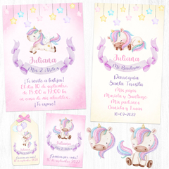 Kit Imprimible Unicornio Mágico + Banner Circular Fondo Mesa Dulce Candybar