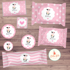 Kit imprimible Vaquita nena decoracion golosinas candybar