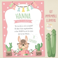 Kit Imprimible Llamas Alpacas Cactus + Banner Circular Fondo Mesa Dulce Candybar - Kits Imprimibles - Elita Kits Digitales