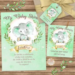 Kit imprimible elefante, 1 añito bautismo baby shower