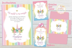 Kit Imprimible Unicornio + Banner Circular Fondo Mesa Dulce