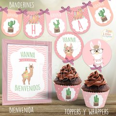 Kit imprimible llamas llamitas alpacas cactus