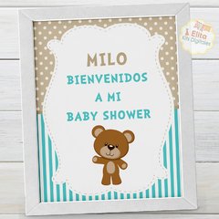 kit imprimible osito baby shower nene varón